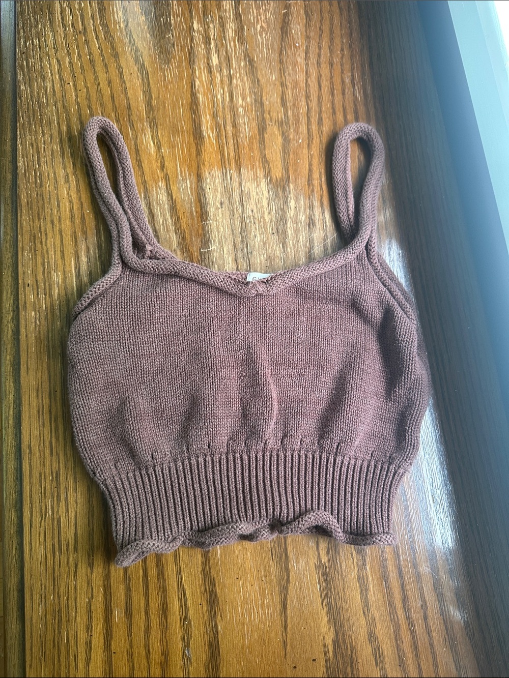 Ghanda Ribbed Knit Cropped Camisole - Chocolate Brown